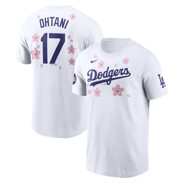 Men Los Angeles Dodgers #17 Ohtani white MLB 2025 T shirt style 3